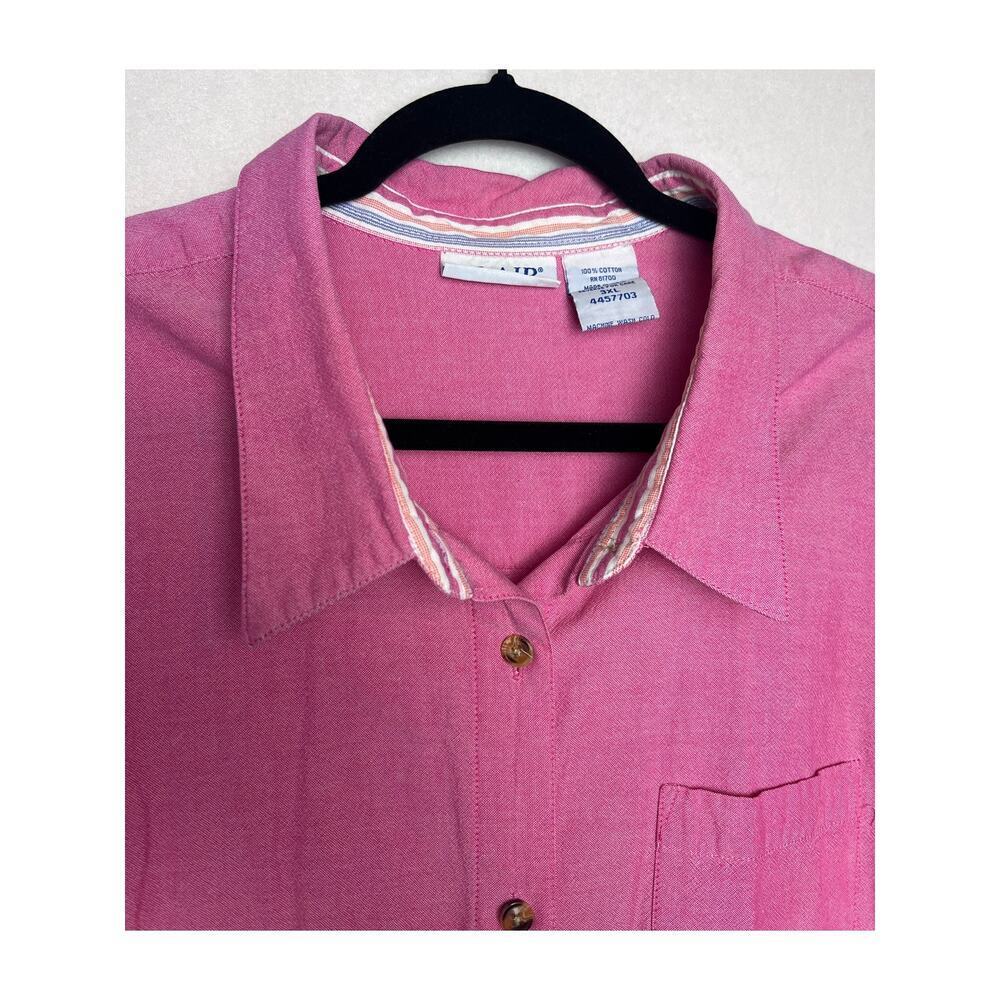 Blair Vintage Women's Top Cotton Long Sleeve Pink Button Up Shirt Size 3XL - Picture 9 of 10